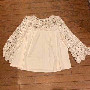 Anthropologie Eri + Ali white lace top